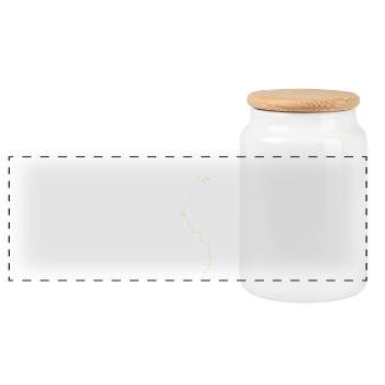 Golden veins on black - Panoramic Cookie Jar with Wooden Lid - white - Front