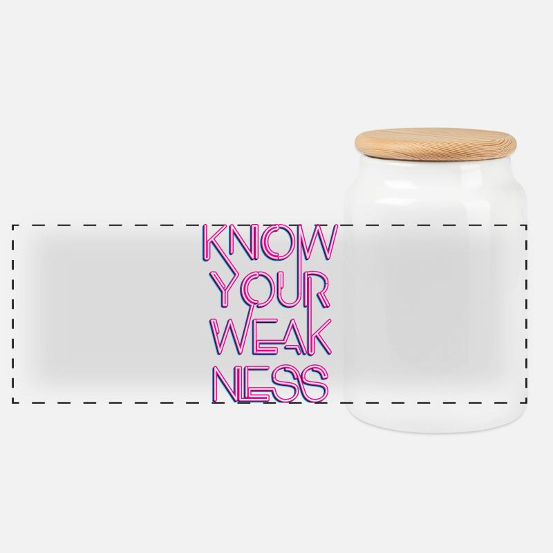 Know your weakness - Panoramic Cookie Jar with Wooden Lid - white