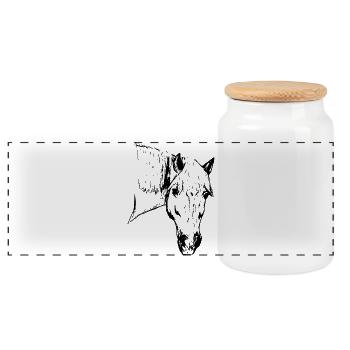 Haflinger Hafi Alpenquarter - Panoramic Cookie Jar with Wooden Lid - white - Front