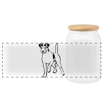 Parson Russell Terrier - Boîte à biscuits avec couvercle en bois - blanc - Devant