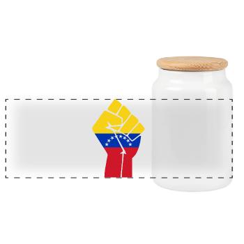 Venezuela Fist Flag - Panoramic Cookie Jar with Wooden Lid - white - Front