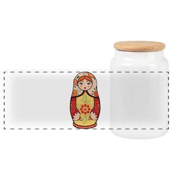 Matryochka / Matryoshka / Matroshka - Boîte à biscuits avec couvercle en bois - blanc - Devant