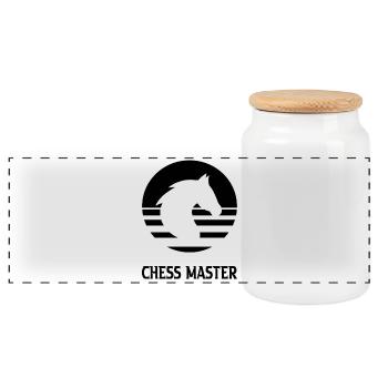 Chess - Panoramic Cookie Jar with Wooden Lid - white - Front