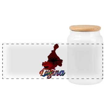 Lugina - Panoramic Cookie Jar with Wooden Lid - white - Front