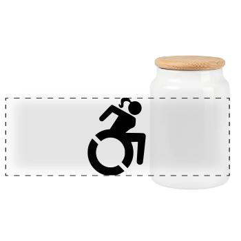 Symbole de fauteuil roulant pour les femmes, mesdames # - Boîte à biscuits avec couvercle en bois - blanc - Devant