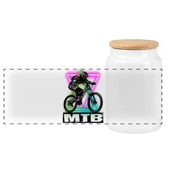 MTB - Panorama Keksdose mit Holzdeckel - Weiß - Vorne