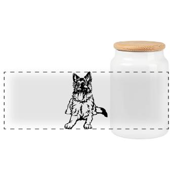 Berger allemand - Boîte à biscuits avec couvercle en bois - blanc - Devant