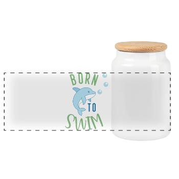 Born to swim - Panorama Keksdose mit Holzdeckel - Weiß - Vorne