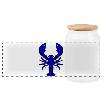 Blue lobster - Panoramic Cookie Jar with Wooden Lid - white - Front