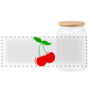 Kirsche Retro Früchte Obst Geschenk Geschenkidee - Panorama Keksdose mit Holzdeckel - Weiß - Vorne