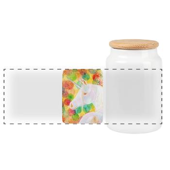 Regenbogen-Einhorn - Sonja Ariel von Staden - Panorama Keksdose mit Holzdeckel - Weiß - Vorne