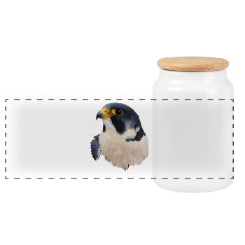 Faucon pèlerin - Boîte à biscuits avec couvercle en bois - blanc - Devant