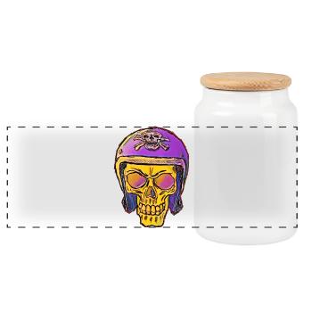 Tête de mort Avec un casque skull - Boîte à biscuits avec couvercle en bois - blanc - Devant