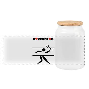 Badminton - Panoramic Cookie Jar with Wooden Lid - white - Front