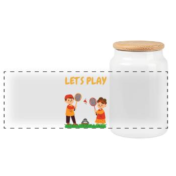 Let's play - Panoramic Cookie Jar with Wooden Lid - white - Front