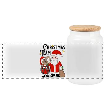 Christmas Team - Panorama Keksdose mit Holzdeckel - Weiß - Vorne