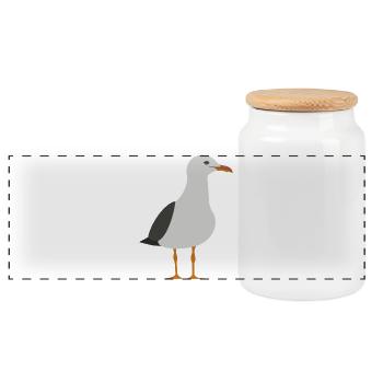 Möwe - Panorama Keksdose mit Holzdeckel - Weiß - Vorne