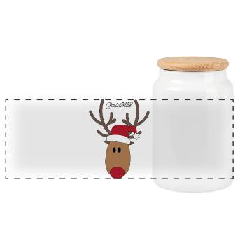 Noël - Boîte à biscuits avec couvercle en bois - blanc - Devant