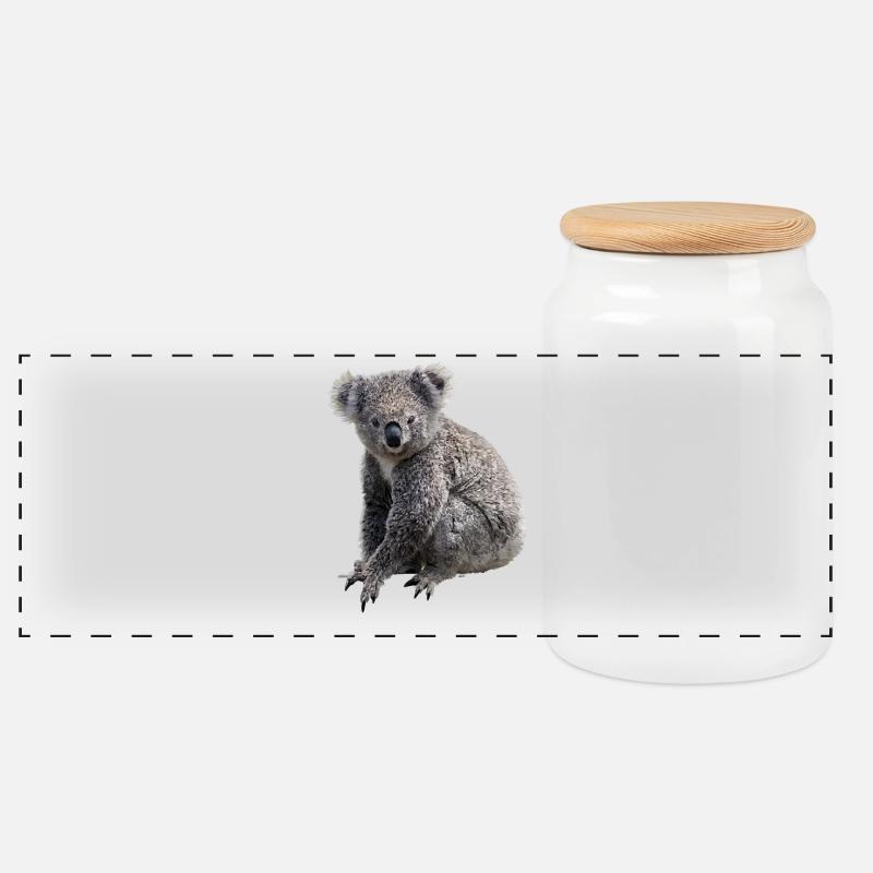 Koala - Panorama Keksdose mit Holzdeckel - Weiß