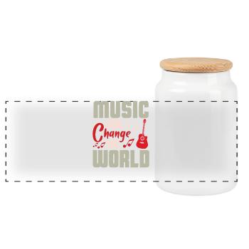 La musique change le monde Design - Boîte à biscuits avec couvercle en bois - blanc - Devant