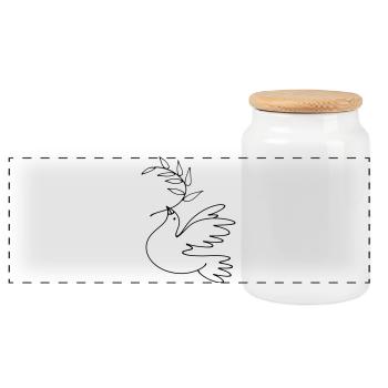 Dove of Peace - Panoramic Cookie Jar with Wooden Lid - white - Front