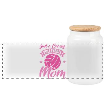 Drôle de maman de volleyball - Boîte à biscuits avec couvercle en bois - blanc - Devant