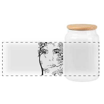 Face of the Forest (black) - Panoramic Cookie Jar with Wooden Lid - white - Front