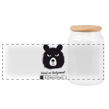 Réveil en chargement... Humour, réveil difficile ! - Boîte à biscuits avec couvercle en bois - blanc - Devant