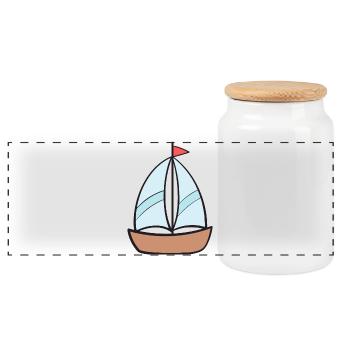 Boat Ship Sailing Ship - Panoramic Cookie Jar with Wooden Lid - white - Front