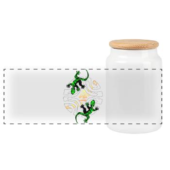 KIMO - Boîte à biscuits avec couvercle en bois - blanc - Devant