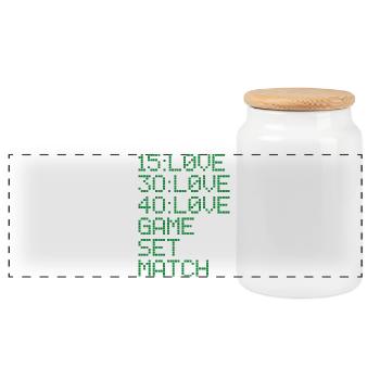 TENNIS Tennis game - Panoramic Cookie Jar with Wooden Lid - white - Front