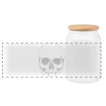 Skull in Silver - Schädel in Silber - Panorama Keksdose mit Holzdeckel - Weiß - Vorne
