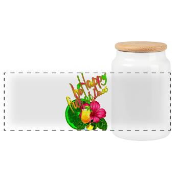 Hibiscus Cocktail Citrus Summer Holiday - Panoramic Cookie Jar with Wooden Lid - white - Front