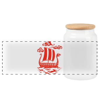 Drakkar rigolo rouge - Boîte à biscuits avec couvercle en bois - blanc - Devant