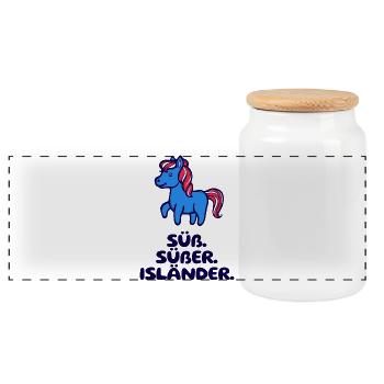 Islandponys Statement Isländer Islandpferde Pony - Panorama Keksdose mit Holzdeckel - Weiß - Vorne