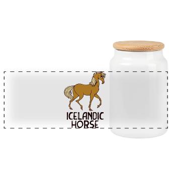 Icelandic Horses Horse Fool Icelandic Horses Saying - Panoramic Cookie Jar with Wooden Lid - white - Front