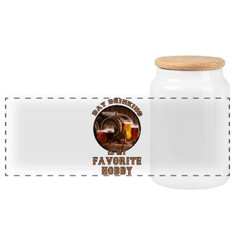 Citation sur la dégustation de bière artisanale - Boîte à biscuits avec couvercle en bois - blanc - Devant