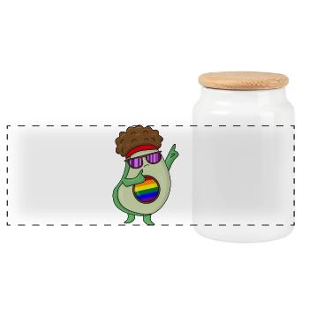 LGBT Avacado Regenbogen - Panorama Keksdose mit Holzdeckel - Weiß - Vorne