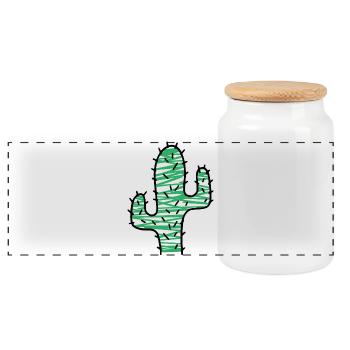 Cactus très épineux - Boîte à biscuits avec couvercle en bois - blanc - Devant