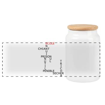 Mots fléchés - Boîte à biscuits avec couvercle en bois - blanc - Devant