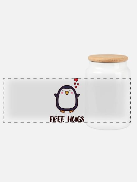 Süß Pinguin Herz Statement Antarktis Vogel Tier - Panorama Keksdose mit Holzdeckel - Weiß