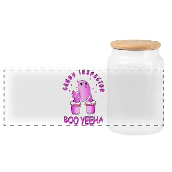 Candy Inspector - Panoramic Cookie Jar with Wooden Lid - white - Front