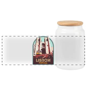 Lisbonne, belle ville Portugal cathedrale tramway - Boîte à biscuits avec couvercle en bois - blanc - Devant