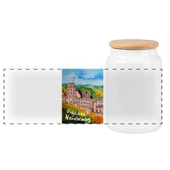EG Urlaub I Heidelberg I Schloss I Aquarell - Panorama Keksdose mit Holzdeckel - Weiß - Vorne