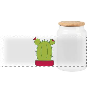 Cactus, cactus, plantes succulentes, plantes - Boîte à biscuits avec couvercle en bois - blanc - Devant