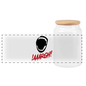 Argh!!! Shout!!! - Panoramic Cookie Jar with Wooden Lid - white - Front