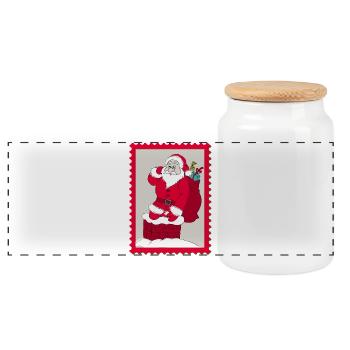 Christmas father, Christmas, Santa Claus - Panoramic Cookie Jar with Wooden Lid - white - Front