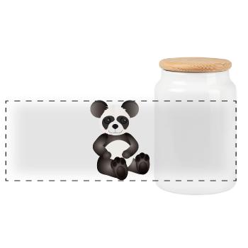 zuckersüßer kleiner Panda als tierischer Begleiter - Panorama Keksdose mit Holzdeckel - Weiß - Vorne