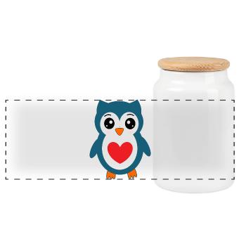 Hibou Chouette Bleue - Boîte à biscuits avec couvercle en bois - blanc - Devant