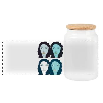 dame art pop - Boîte à biscuits avec couvercle en bois - blanc - Devant